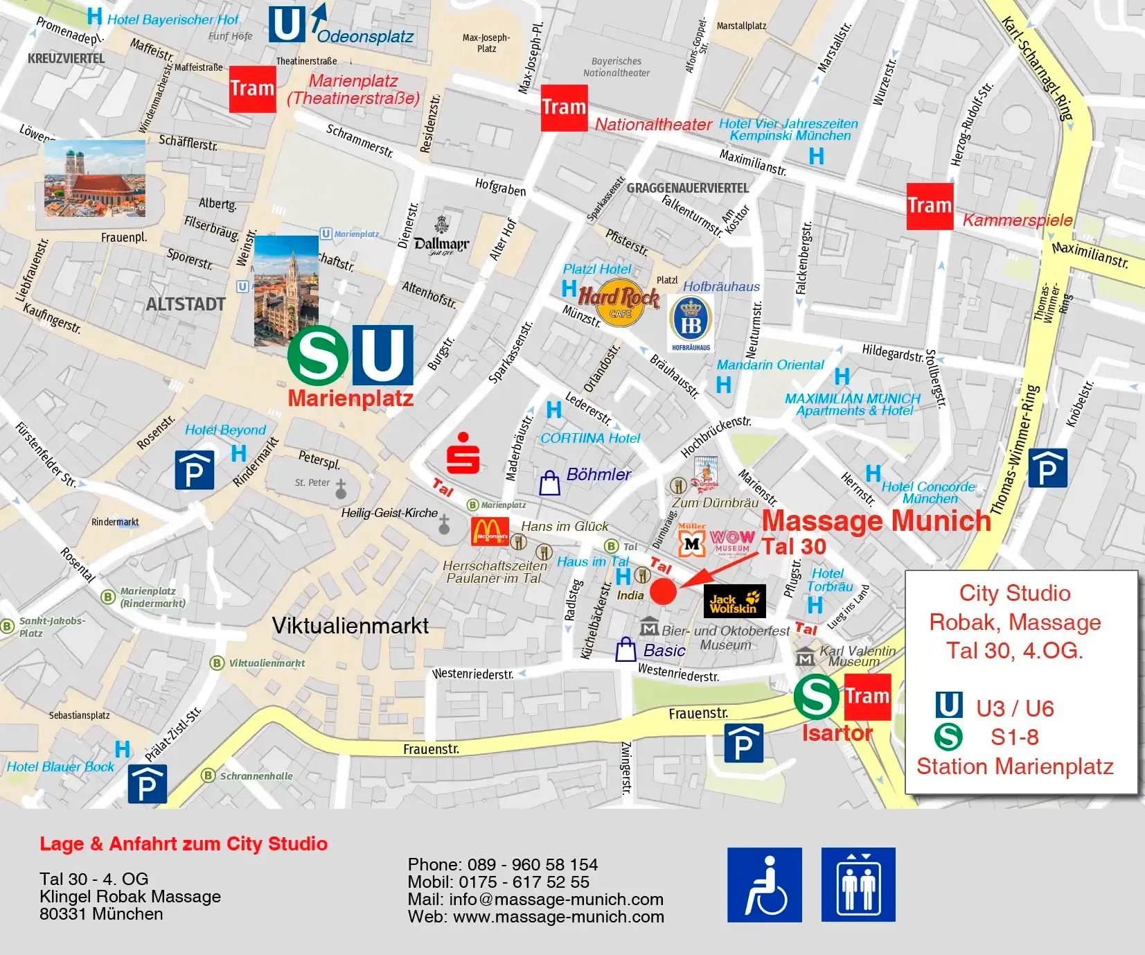 Karte mit Standort Massage Munich